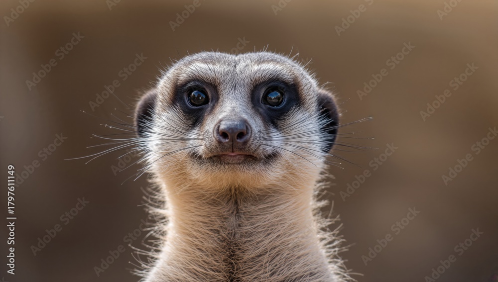 Fototapeta premium Meerkat in a zoo enclosure, observing surroundings, teamwork