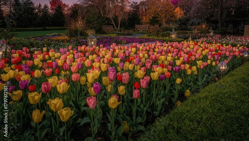 Tulips blooming in a nightt...