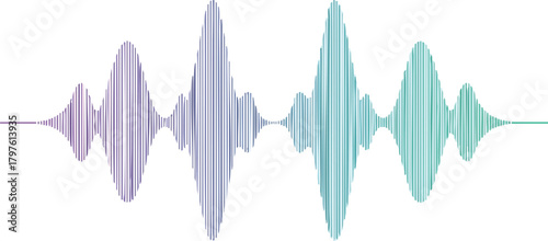 Abstract Sonic Waveform Design in Purple and Teal