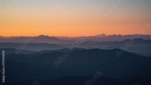 Silhouettes of mountain rid...