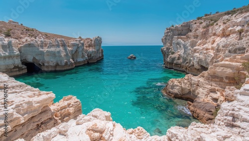 Fototapeta Naklejka Na Ścianę i Meble -  Rocks on Sarakiniko beach, showcasing erosion risk