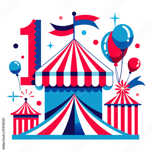 Carnival tent, a festive and colorful illustration
