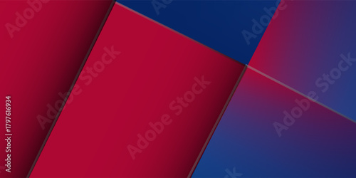 Abstract blue red banner geometric shapes background. Vector abstract graphic design banner pattern presentation background web template.