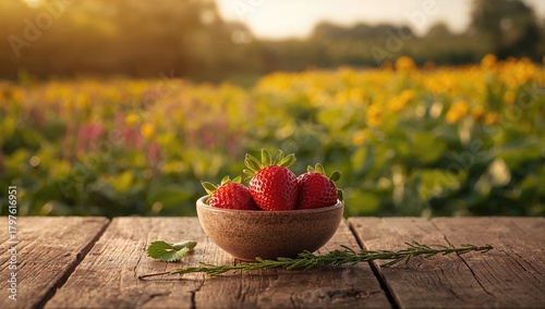 Organic strawberries harves...