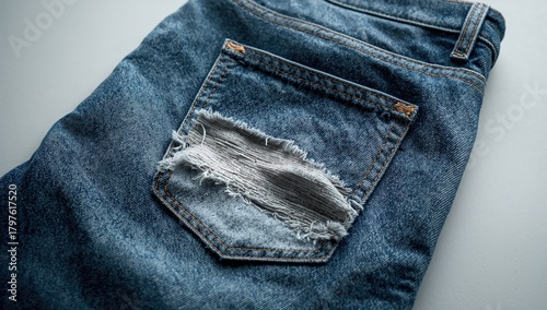 Worn jeans with a loose bac...