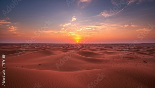 Fototapeta Naklejka Na Ścianę i Meble -  Sunset illuminating the sand dunes of the Erg Chebbi desert, seasonal change