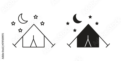 Night camping icon. Symbol, logo illustration. graphic icon set