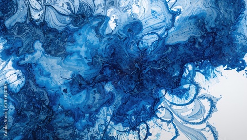 Winter blue marble ink pape...