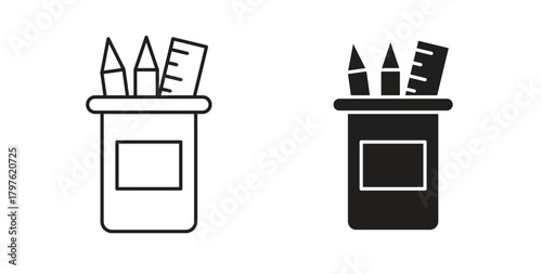 Pencil box icon. Symbol, logo illustration. graphic icon set