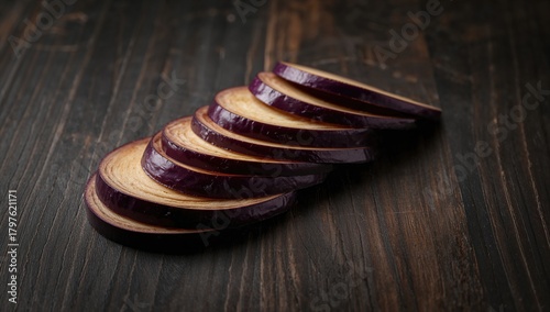 Sliced eggplant on wooden s...