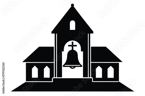 village bell towe vector icon silhouette