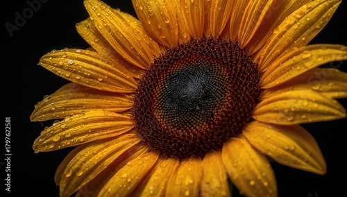 Sunflower petals adorned wi...
