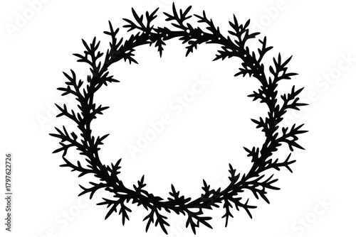 snowy twigs wreath vector icon silhouette