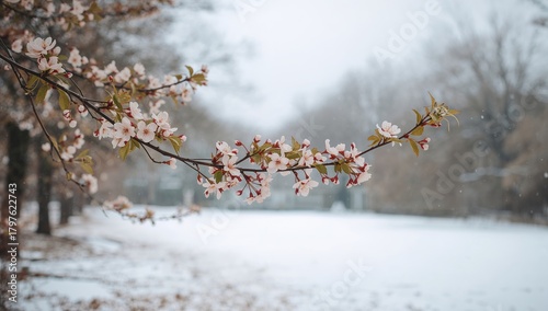 A flowering tree branch ami...
