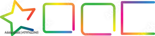 A creative and artistic design featuring a vibrant star outline and three rounded rectangular frames, all adorned with a beautiful gradient color transition