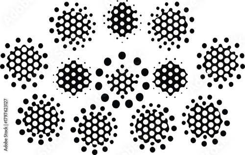 Abstract pattern of black dots forming cellular shapes on white