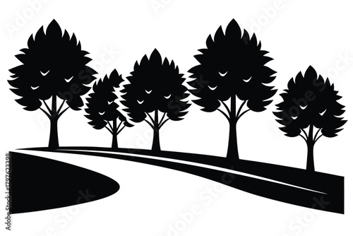 riverside trees vector icon silhouette