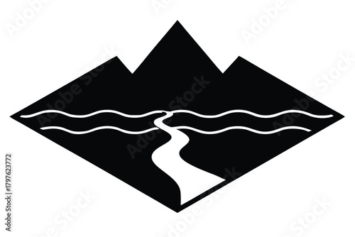 river depth sign vector icon silhouette