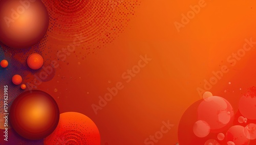 Banner featuring dark orange with spherical and circular designs, suitable as a UI backdrop