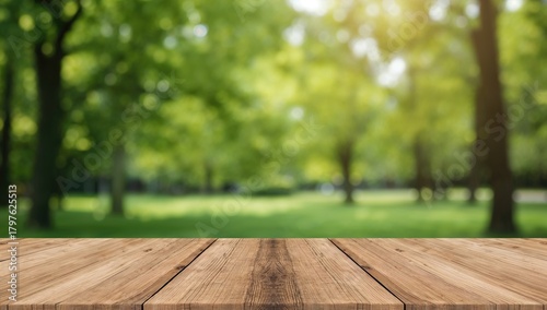 Empty wooden table with a s...