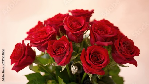 Vibrant red rose bouquet, i...