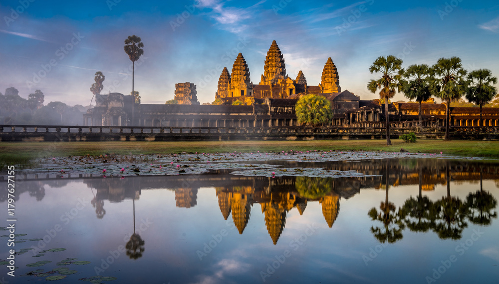 Obraz premium Angkor Wat Sunrise Reflections in Cambodia