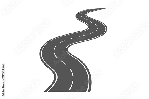 Curving highway road disappearing into the horizon with perspective view