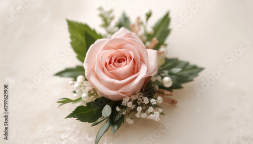 Pink rose blooms arranged i...