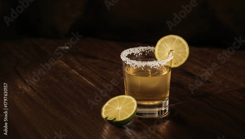 Tequila served with salt an...