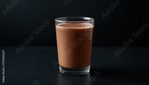 Cocoa-flavored milk in a tr...