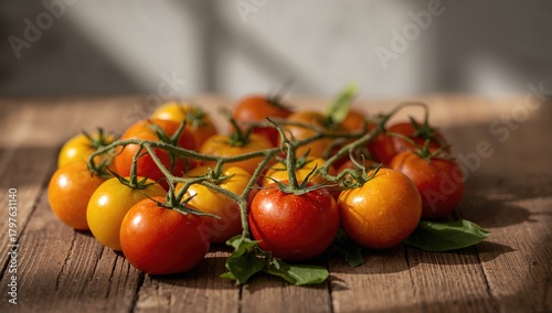 Various tomatoes arranged o...