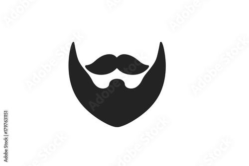Stylized black beard and mustache silhouette representing male grooming and hipster fashion