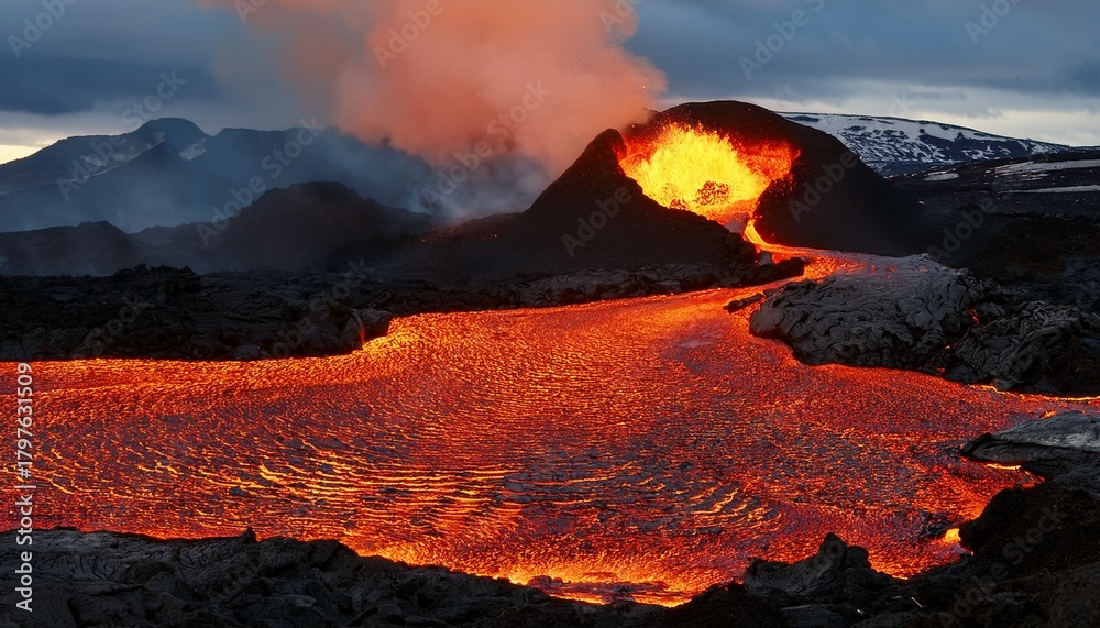 Naklejka premium molten lava flow