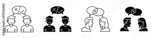 Disagreement icon in linear and clipart style pack on white background.