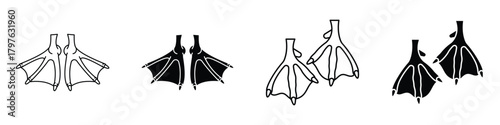 Duck paw icon in linear and clipart style pack on white background.