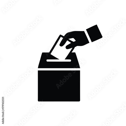 Hand placing vote into ballot box, election, democracy, choice concept icon