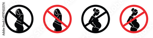 Forbidden pregnant icon in linear and clipart style pack on white background.