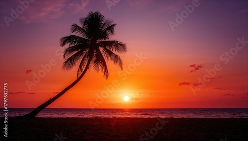 Beachfront at dusk with ora...