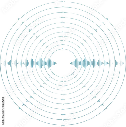 Abstract Sound Wave Pattern with Geometric Circle Echoes