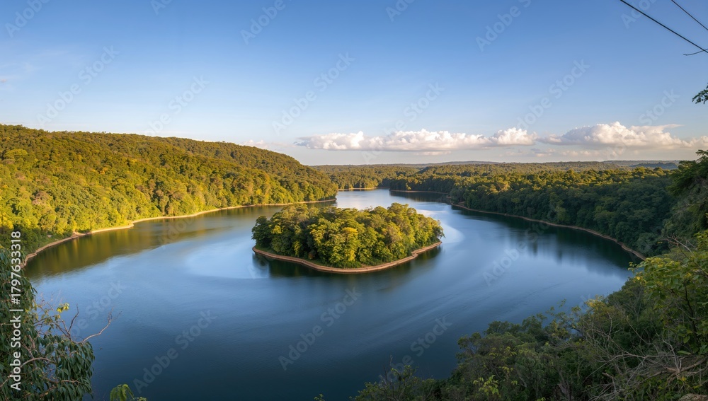 Fototapeta premium Scenic view of water at Lagoa do Japones, showcasing natural beauty and tourism appeal