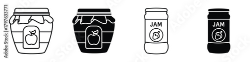 Jam icon in linear and clipart style pack on white background.