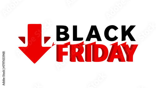 Giant red arrow crashing downward symbolizing huge Black Friday price drops