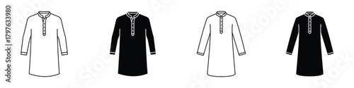 Kurta icon in linear and clipart style pack on white background.