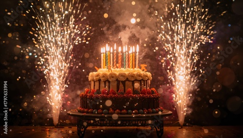 Birthday cake adorned with ...