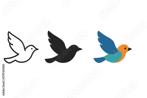 Bird is flying in the air with its wings spread out. The bird is in the middle of the image, and it is surrounded by a white background. The bird's wingspan is quite large