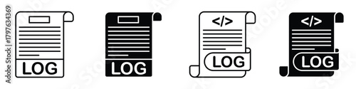 log file icon in linear and clipart style pack on white background.