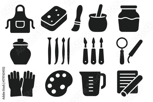 Collection of various kitchen utensils and tools. The image is black and white. The idea of the image is to showcase the different tools and utensils that are commonly used in the kitchen