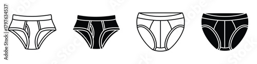 Mens Brief icon in linear and clipart style pack on white background.