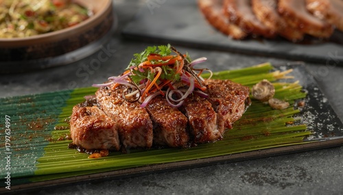 Pork steak prepared in a Ja...