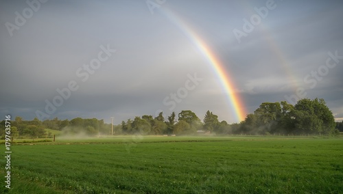 Sky with Rain and Rainbow O...